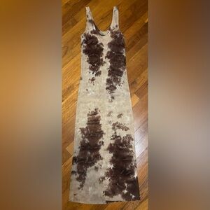 Enza Costa Womens Brown Tie Dye Sleeveless Tank Maxi Dress Viscose Silk Lycra
